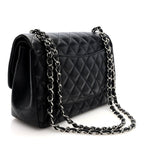 Lambskin Quilted Jumbo Double Flap Black