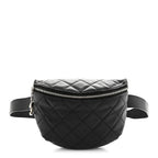 Grained Calfskin Quilted Waist Belt Bag Black