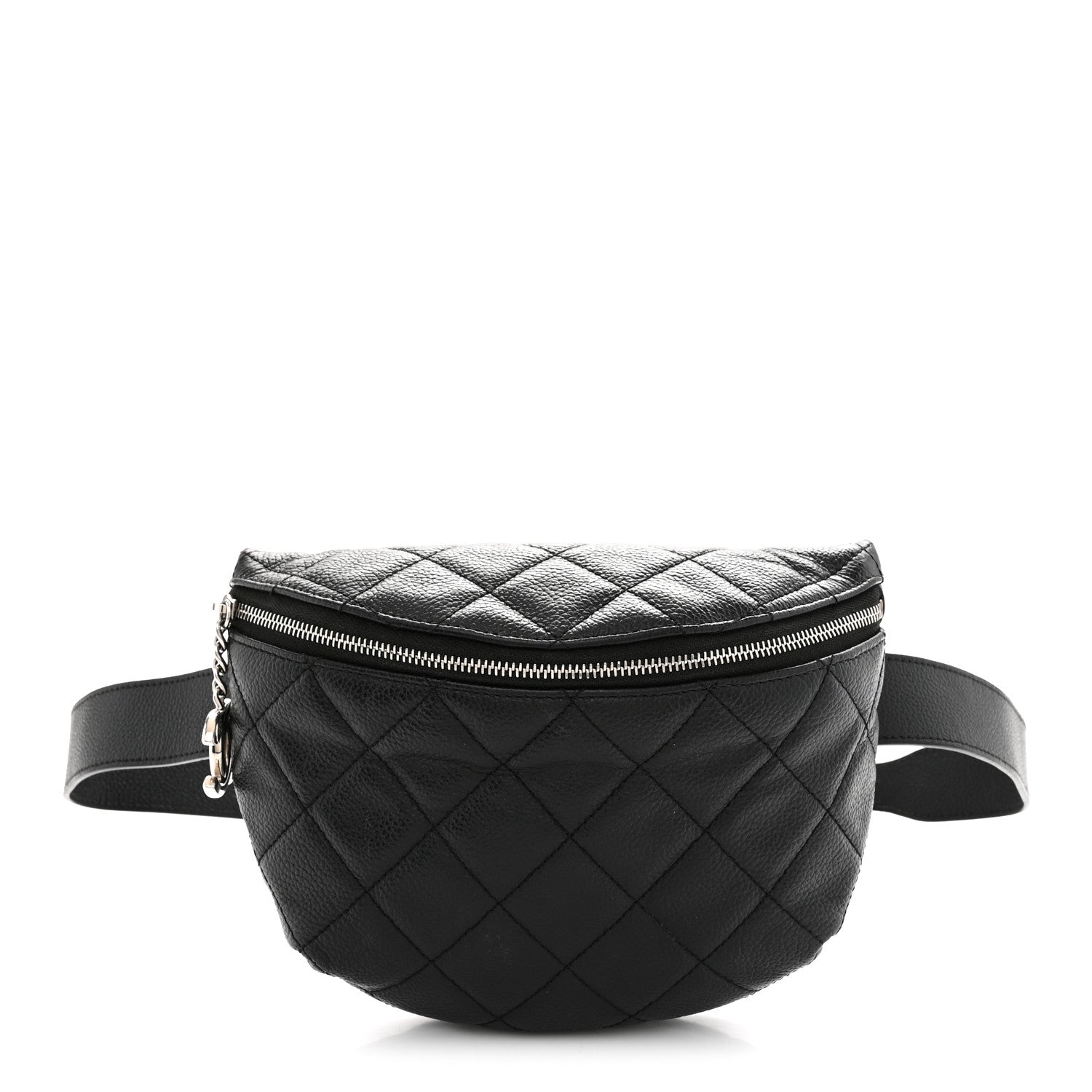 Grained Calfskin Quilted Waist Belt Bag Black