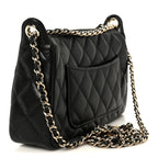 Caviar Quilted Purse With Chain Black