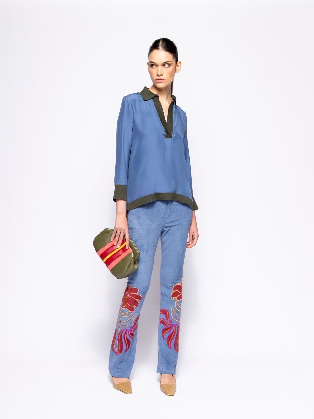 Medine Duffel Bag Leather and Suede Clutch