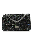 Patent Sequin Crystal Ruched 2.55 Reissue 225 Flap Black