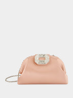 Powder Satin Camelia Clutch Bag