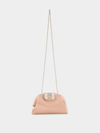 Powder Satin Camelia Clutch Bag