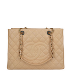 Chanel Beige Grand Shopping Tote Beige GST Bag in Caviar Leather with Gold Hardware