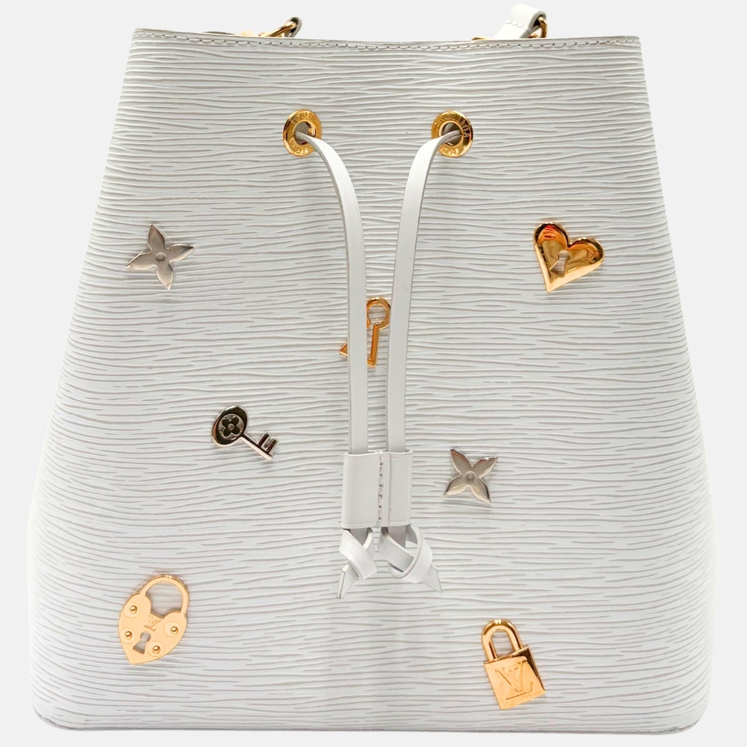 Neo Noé Love Lock White Epi Leather Bag