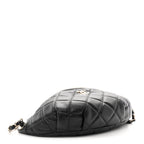 Lambskin Quilted Resin Bi-Color Waist Bag Fanny Pack Black