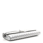 Metallic Lambskin Intrecciato Long Andiamo Top Handle Clutch Silver