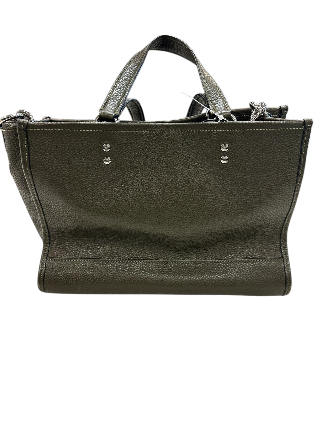 Handbag Designer By Coach In Green & Silver, Size:Medium