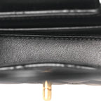 Shiny Aged Calfskin Quilted Mini Nano Kelly Shopper Black