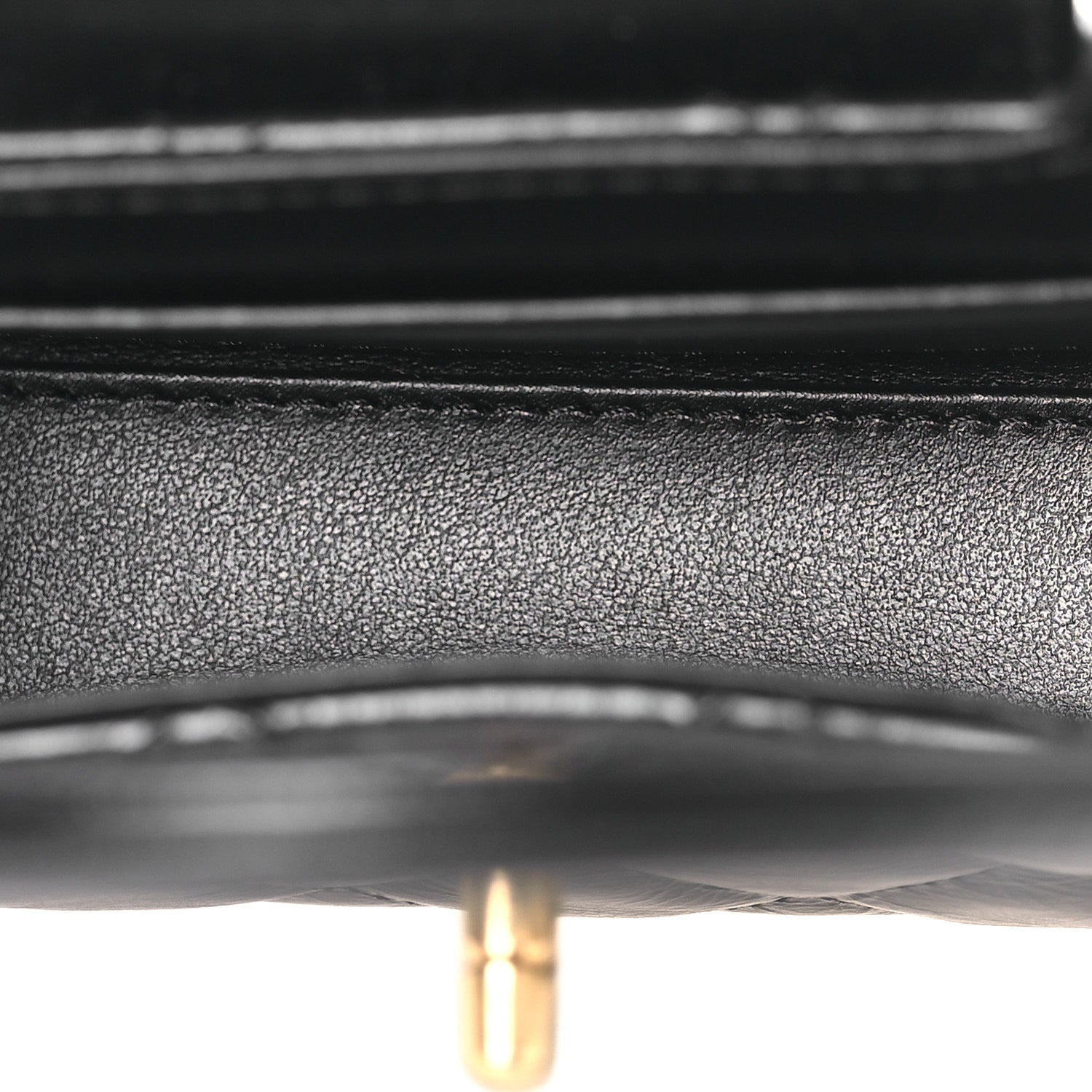 Shiny Aged Calfskin Quilted Mini Nano Kelly Shopper Black