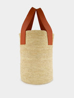 Tall Canasta with Leather Handles