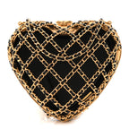 Metal Lambskin Quilted CC Heart Minaudiere Crossbody Black