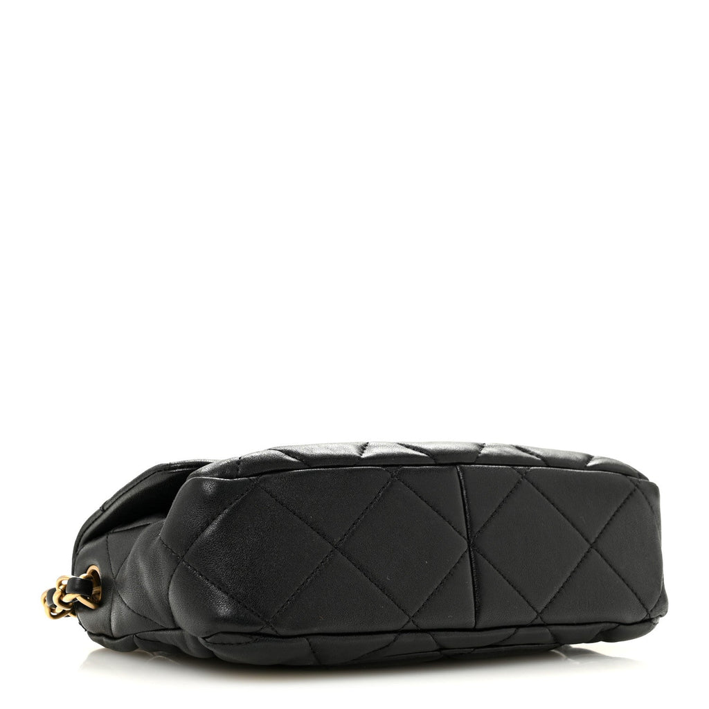Lambskin Plexiglass Quilted Coco Love Flap Black