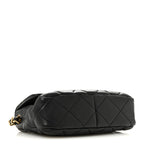 Lambskin Plexiglass Quilted Coco Love Flap Black
