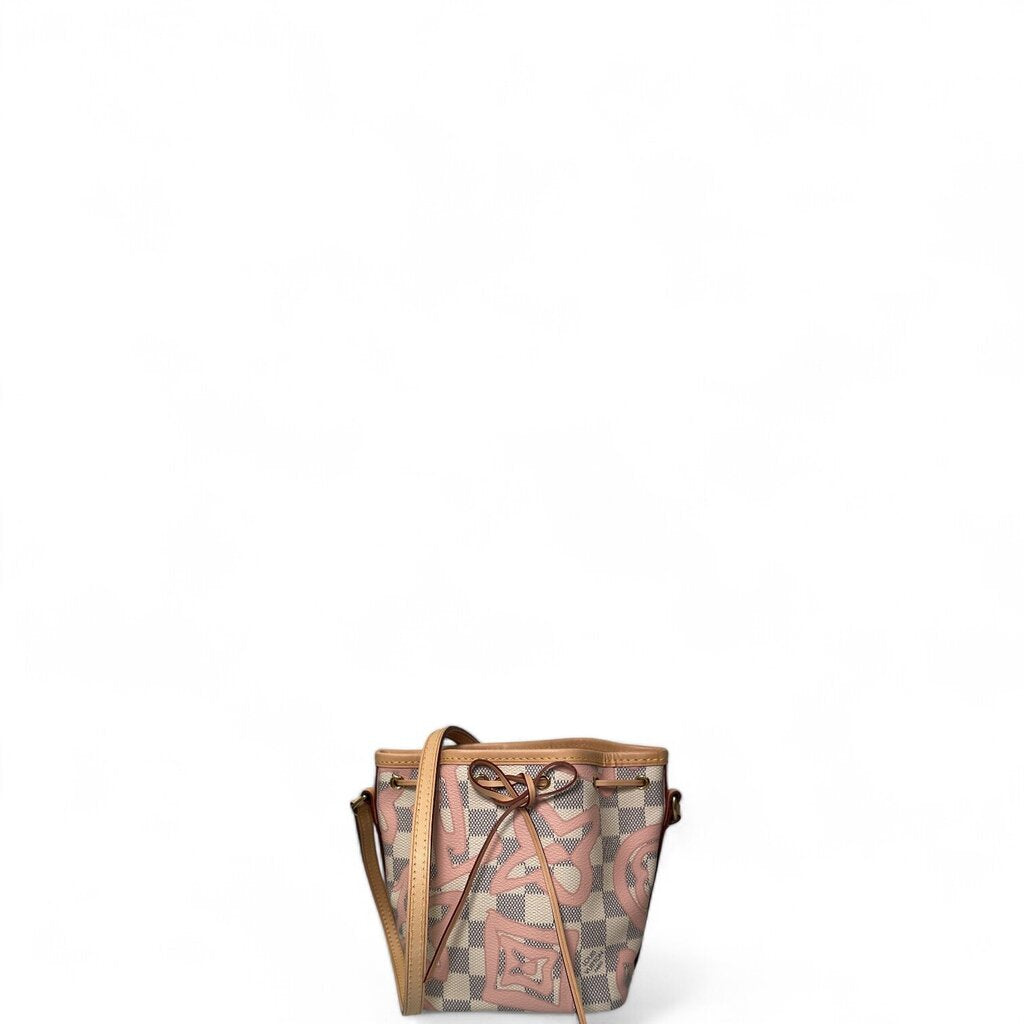 Louis Vuitton Damier Tahitienne Bucket Crossbody Bag Azur Nano