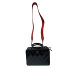 Chanel Vanity Quilted Patent Leather Top Handle Black