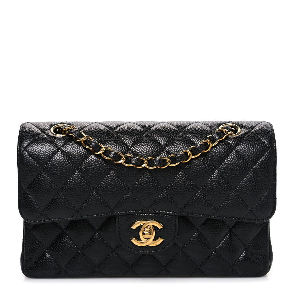 Caviar Quilted Small Double Flap Black