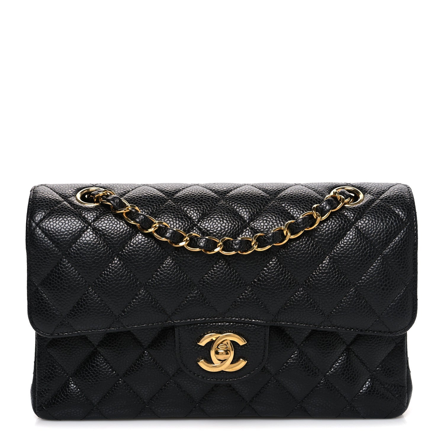 Caviar Quilted Small Double Flap Black