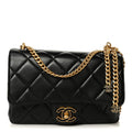 Lambskin Enamel Quilted Pending CC Square Flap Black