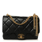 Lambskin Enamel Quilted Pending CC Square Flap Black