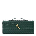 Nappa Intrecciato Long Andiamo Top Handle Clutch Emerald Green