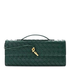 Nappa Intrecciato Long Andiamo Top Handle Clutch Emerald Green