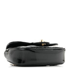 Patent Calfskin Quilted Mini Clutch Black