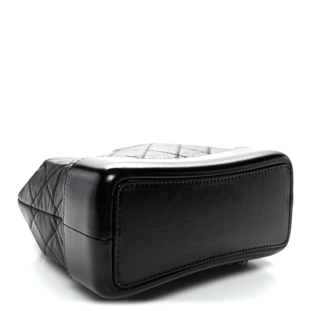 Aged Calfskin Quilted Small Gabrielle Backpack Black