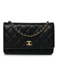 Caviar Quilted CC Turnlock Wallet On Chain WOC Black