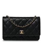 Caviar Quilted CC Turnlock Wallet On Chain WOC Black