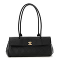 Grained Calfskin Stitched Urban Essentials Small Shopping Bag Black