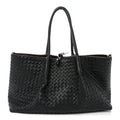 Calfskin Intrecciato Pinacoteca Reversible Tote Black Fondant