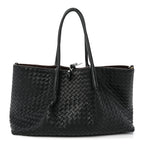 Calfskin Intrecciato Pinacoteca Reversible Tote Black Fondant