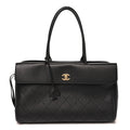 Grained Calfskin Stitched Urban Essentials Large Shopping Bag Black