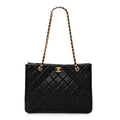 Caviar Quilted Sweet Classic Shopping Tote Black