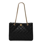 Caviar Quilted Sweet Classic Shopping Tote Black