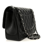 Lambskin Quilted Jumbo Double Flap Black