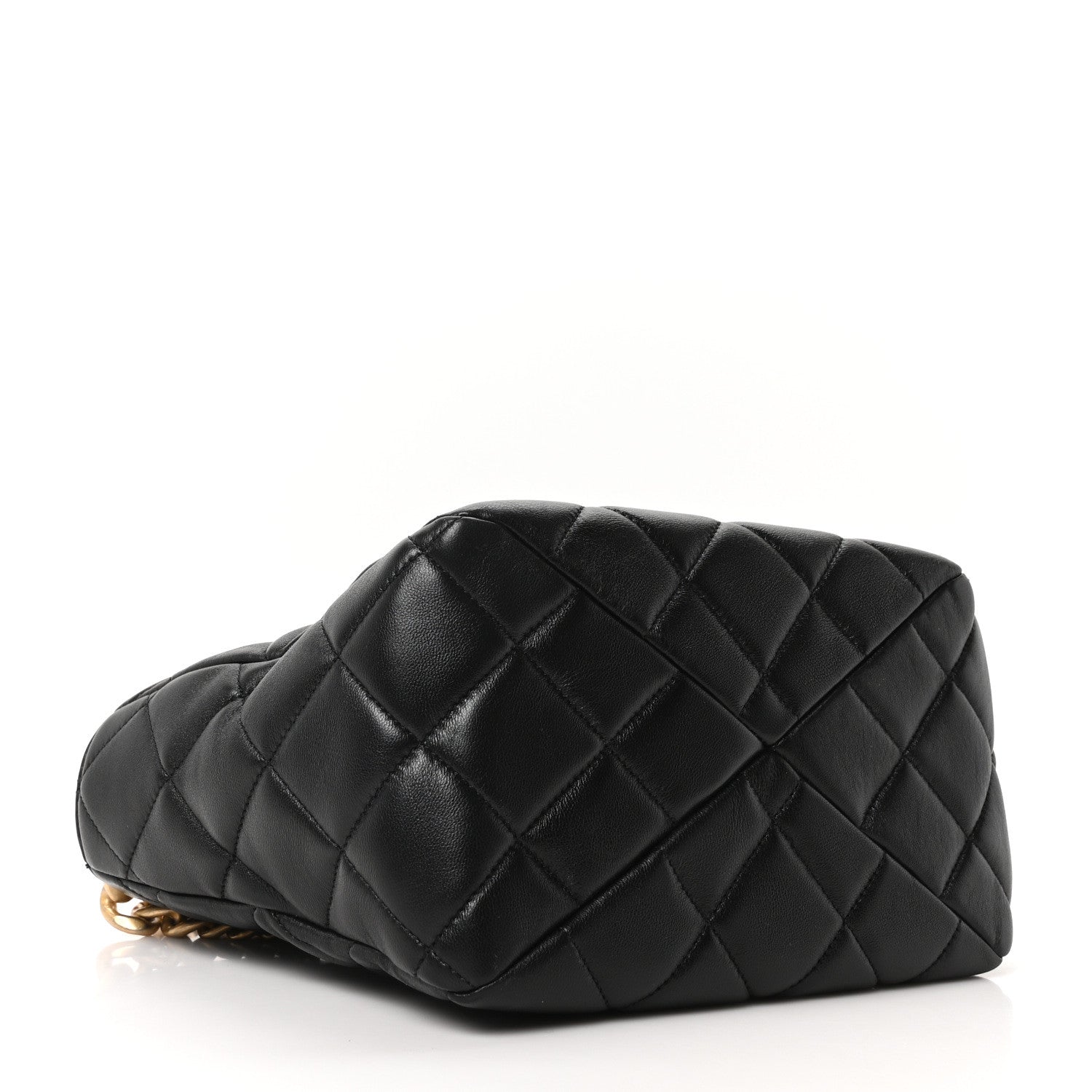 Lambskin Quilted Small Top Handle Shopping Bag Black