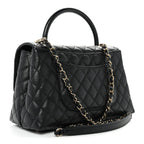 Caviar Quilted Small Coco Handle Flap Black