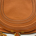 Chloé MARCIE SADDLE BAG GRAINED LEATHER Tan