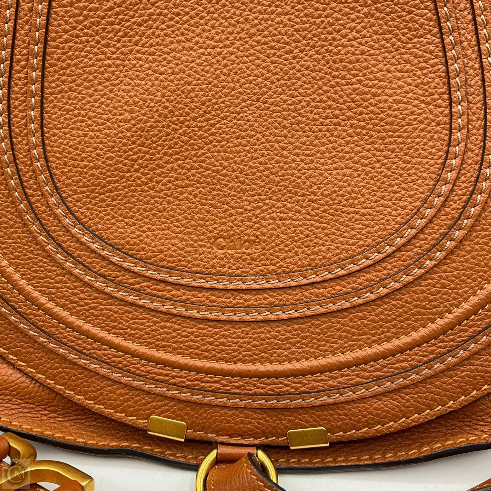 Chloé MARCIE SADDLE BAG GRAINED LEATHER Tan