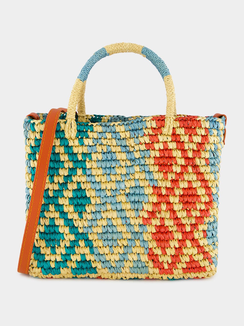 Canasta Patterned Medium Handbag with Leather Strap