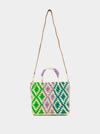 Canasta Patterned Medium Handbag with Leather Strap