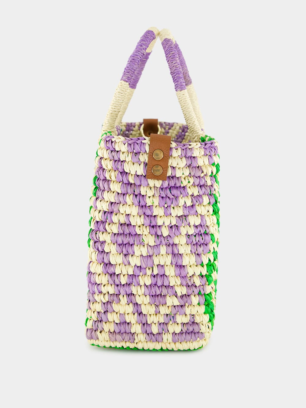 Canasta Patterned Medium Handbag with Leather Strap