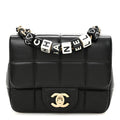 Lambskin Resin Crystal Square Quilted Mini Monacoco Flap Black