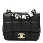 Lambskin Resin Crystal Square Quilted Mini Monacoco Flap Black