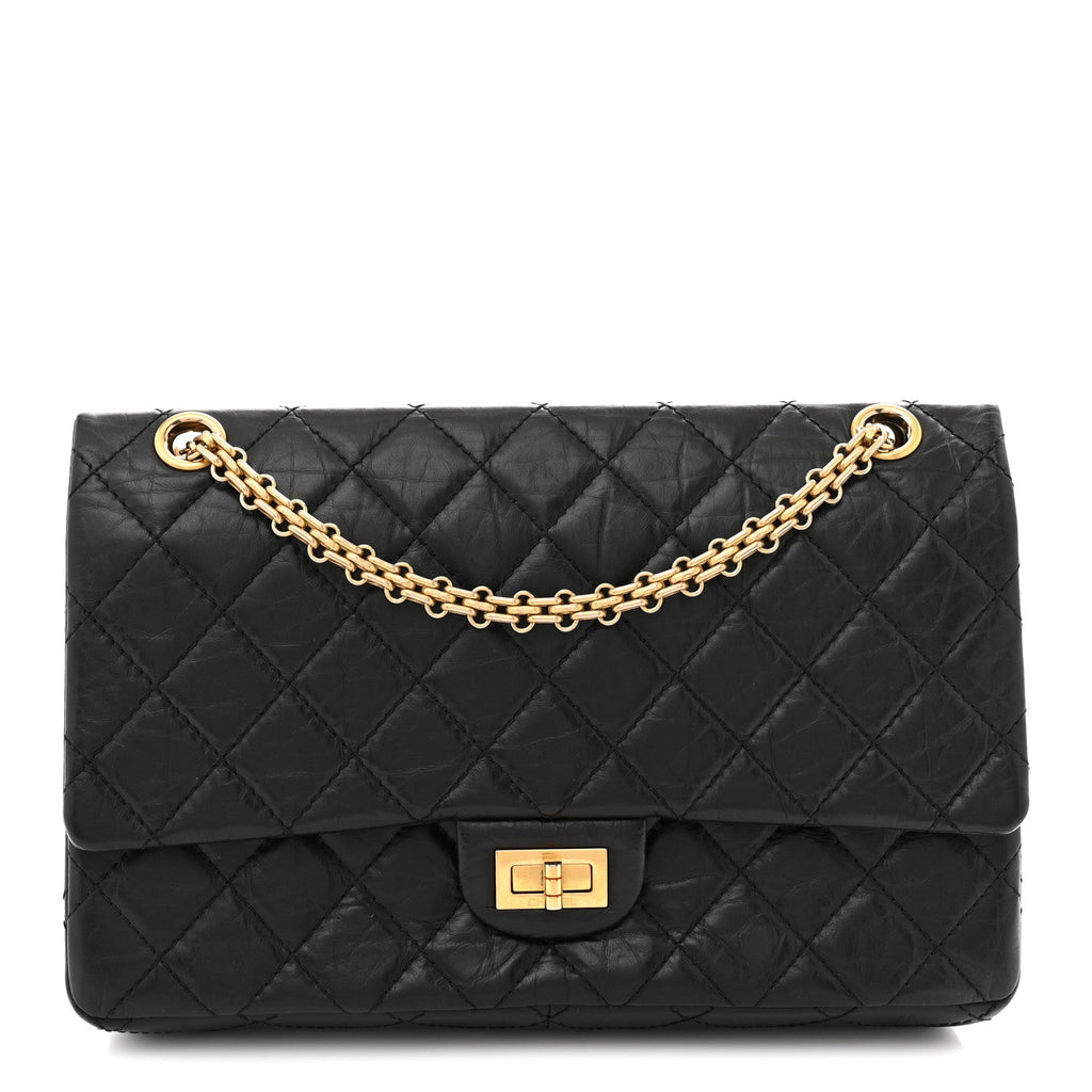 Aged Calfskin Quilted 2.55 Reissue 226 Flap Black