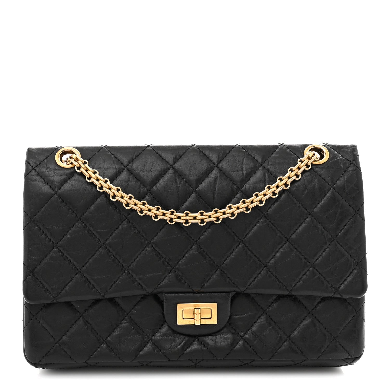 Aged Calfskin Quilted 2.55 Reissue 226 Flap Black