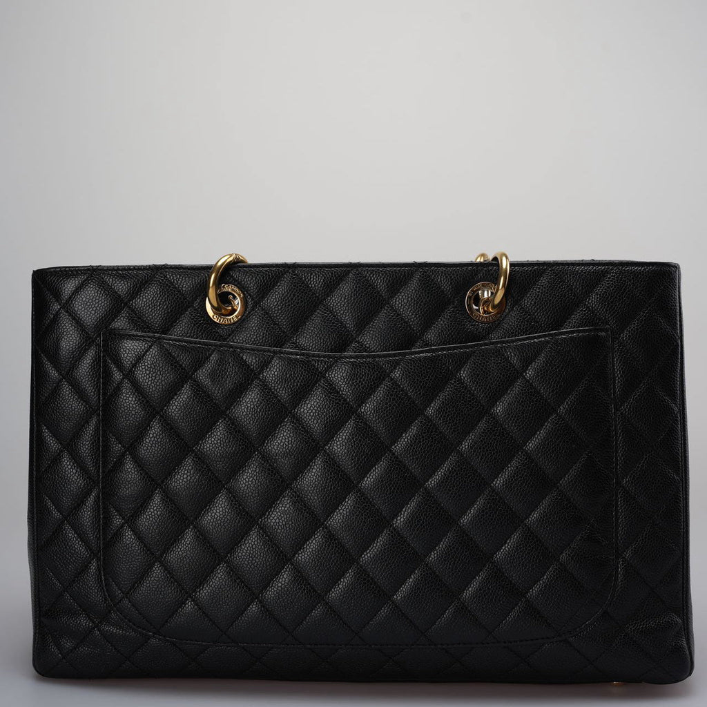 Chanel Large Grand Shopping Tote black GST Bag in Caviar Leather with Gold Hardware